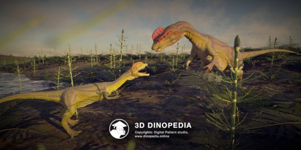Jurassic period Dilophosaurus 3D Dinopedia